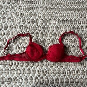 La Perla Red Lace Demi-Cup Bra